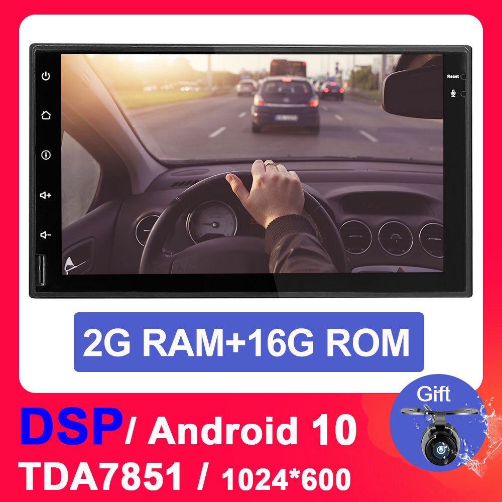 Eunavi 7'' Universal 2Din Android 10 System Car Radio Multimedia Player Auto Audio stereo GPS Navi TDA7851 DSP 2 Din NO DVD