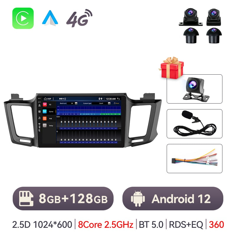 Eunavi 2 Din Android 10 Car Radio For Toyota RAV4 2013 2014 2015 - 2018 Carplay Multimedia Player 4G 2din Autoradio GPS Navi