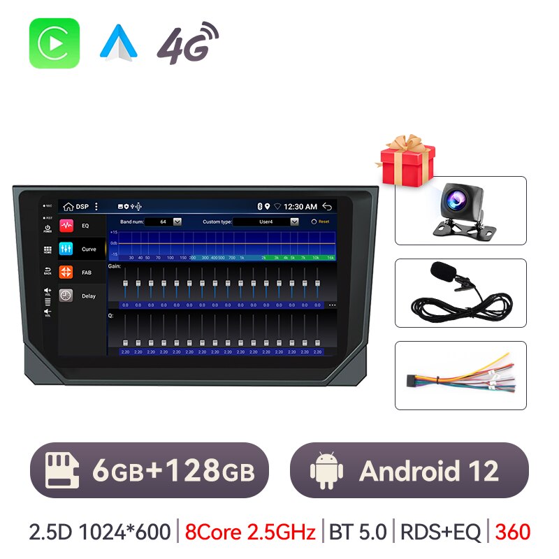 Eunavi 8Core 2 Din Android 12 Car Radio For SEAT Ibiza 2017 2018 2019 2020 Carplay Multimedia Player 4G 2din Autoradio GPS Navi