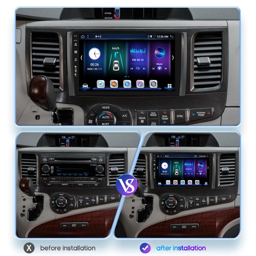 Eunavi 2Din 8Core for Toyota Sienna XL30 2010-2014 Car Radio Multimedia Video Player Navigation Stereo GPS Android Auto Carplay