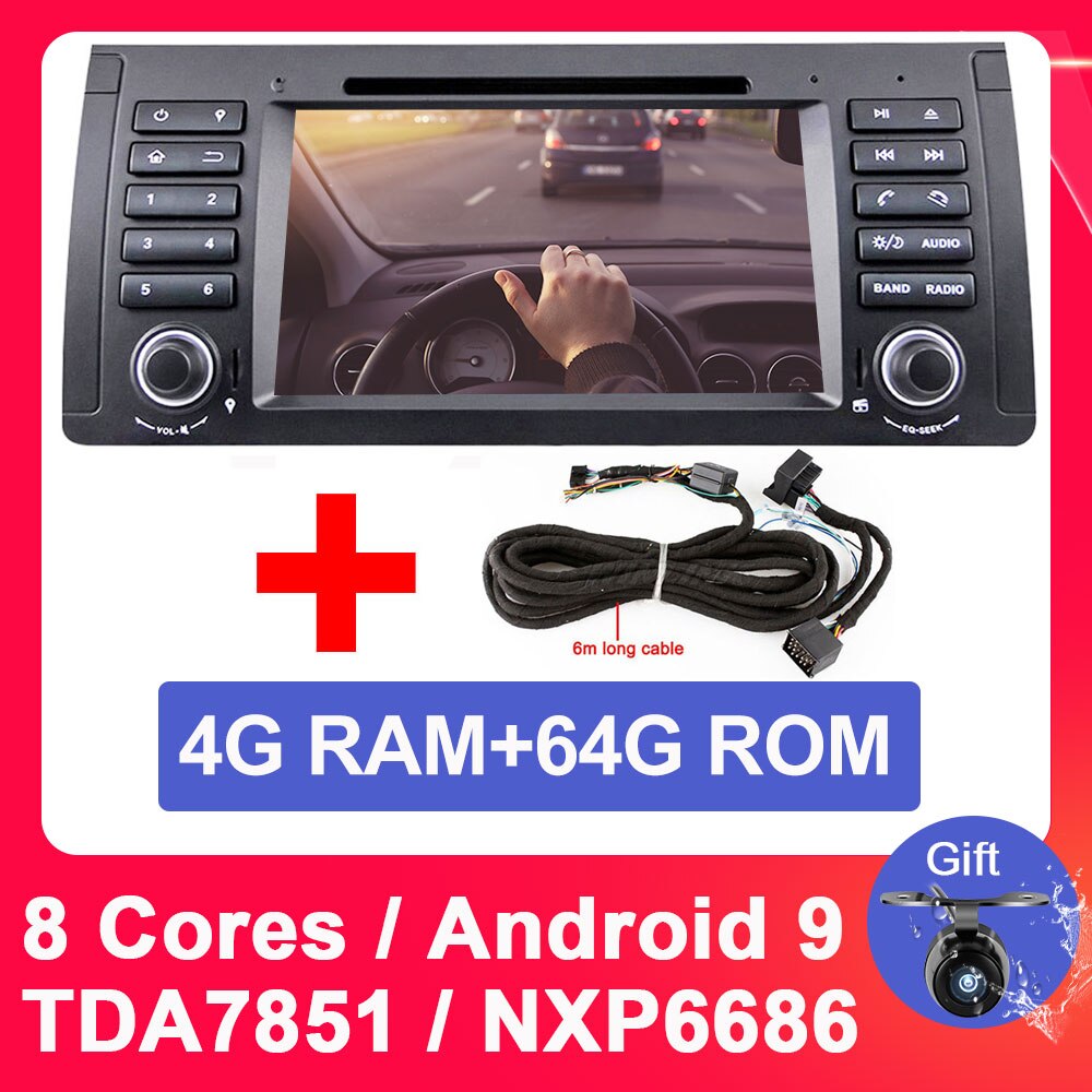 Eunavi 1 din Android 9.0 Car dvd Multimedia Player For BMW E53 E39 X5 Auto radio stereo GPS DSP touch screen headunit 4GB 64GB