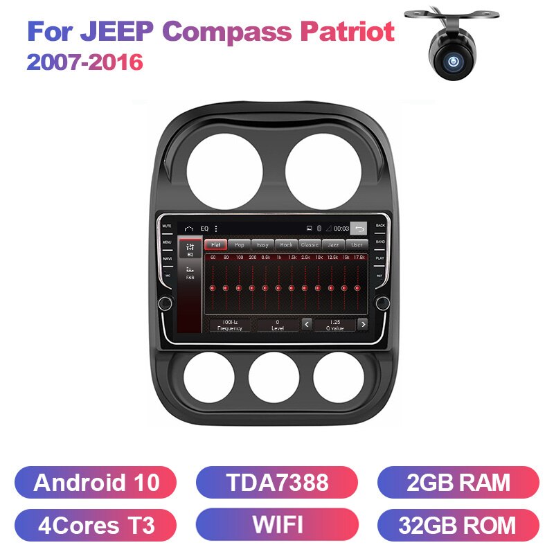 Eunavi 9 inch 2 Din Car Radio GPS Navi Stereo For JEEP Compass Patriot Radio 2007-2016 WIFI Android 10 4G+64G RK3399