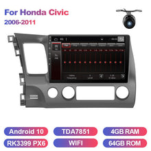 Load image into Gallery viewer, Eunavi 4G+64G 2 DIN Car Radio Multimedia Player For Honda Civic 2006-2011 4G Tablet PC 10.1 inch Screen Navigator GPS Android 10