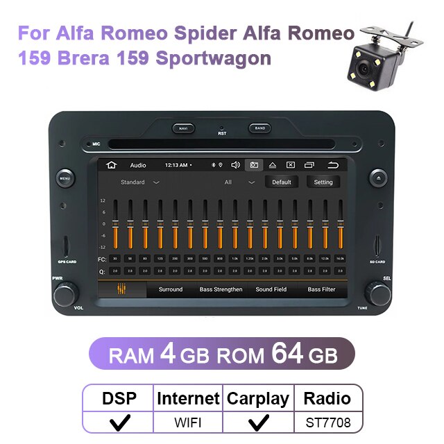 Eunavi 2 Din Android 10  Car Multimedia Player DVD GPS Radio Auto For Alfa Romeo Spider Alfa Romeo 159 Brera 159 Sportwagon WIFI