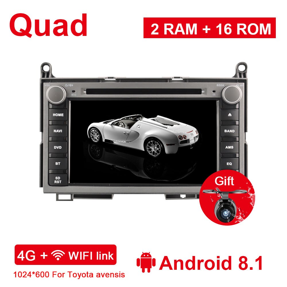 Eunavi 2 din Quad core Android 8.1 Car DVD For TOYOTA AVENSIS 7 inch Radio GPS Navi Stereo head unit Multimedia player in dash