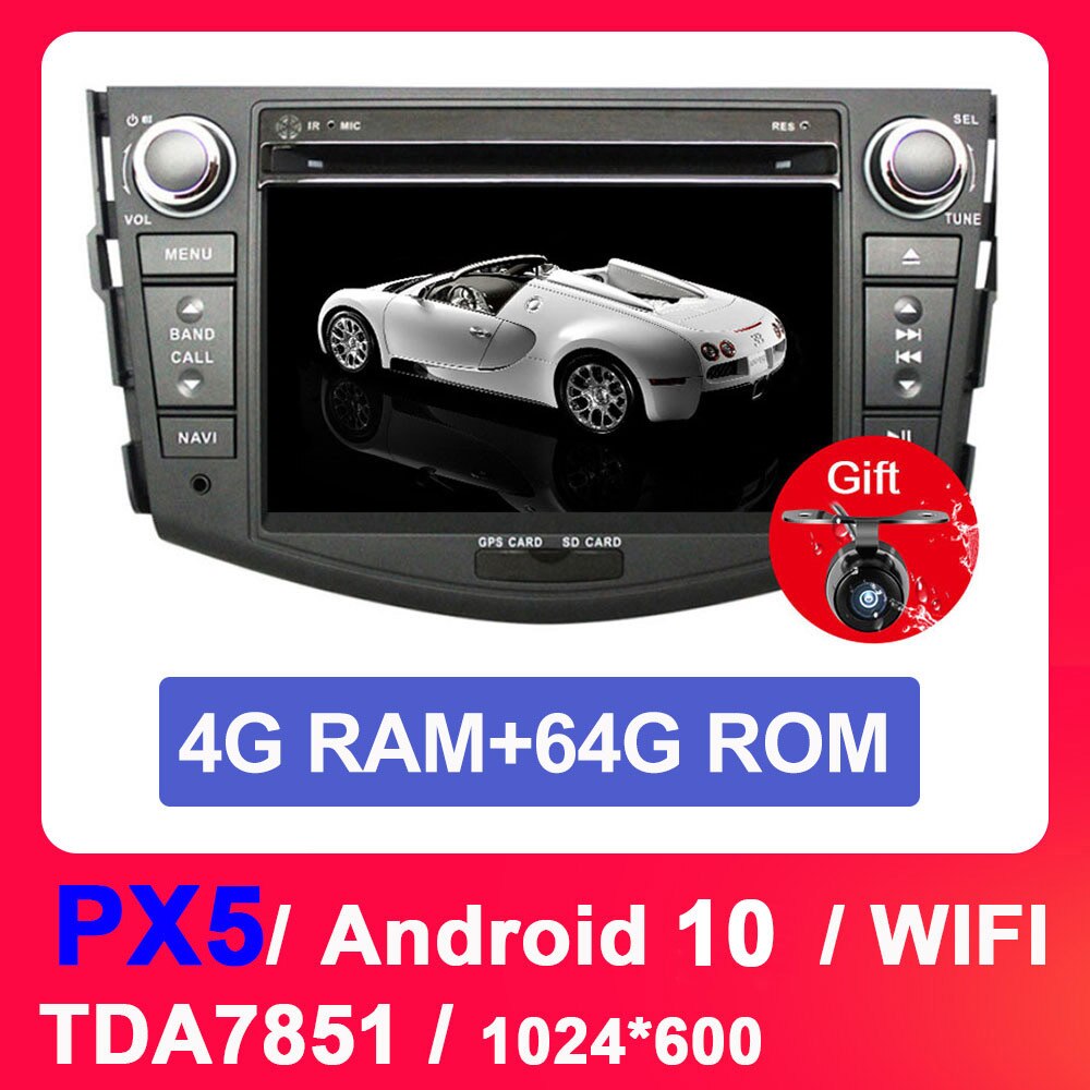 Eunavi 2 din Android 10 TDA7851 car radio dvd multimedia for Toyota RAV4 Rav 4 2007 2008 2009 2010 2011 headunit gps stereo DSP