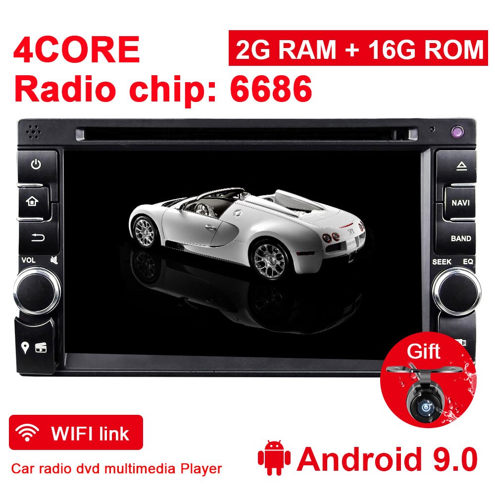 Eunavi Quad Cord 2 Din Android 9.0 Car DVD GPS Stereo Radio Player 2 din universal car DVD WIFI BT PX30 A53 2g RAM