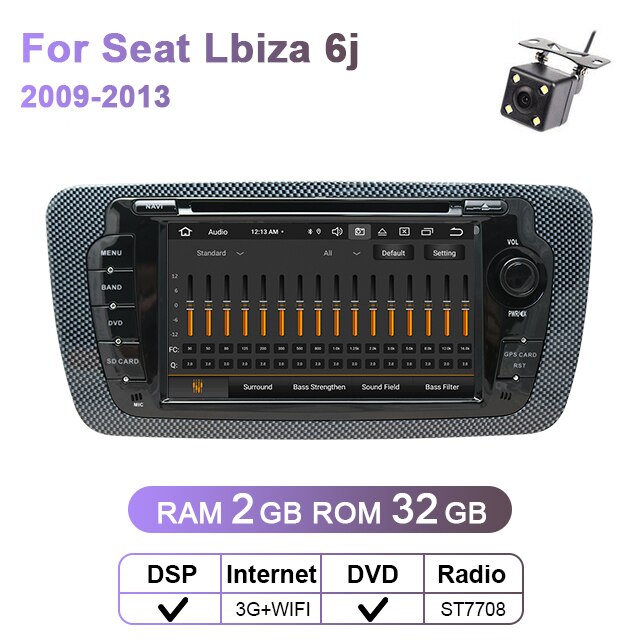 Eunavi 2 Din Car Radio Audio DVD For Seat Ibiza 6j 2009 2010 2011 2012 2013 Multimedia Player 3G WIFI 2Din GPS Navigation