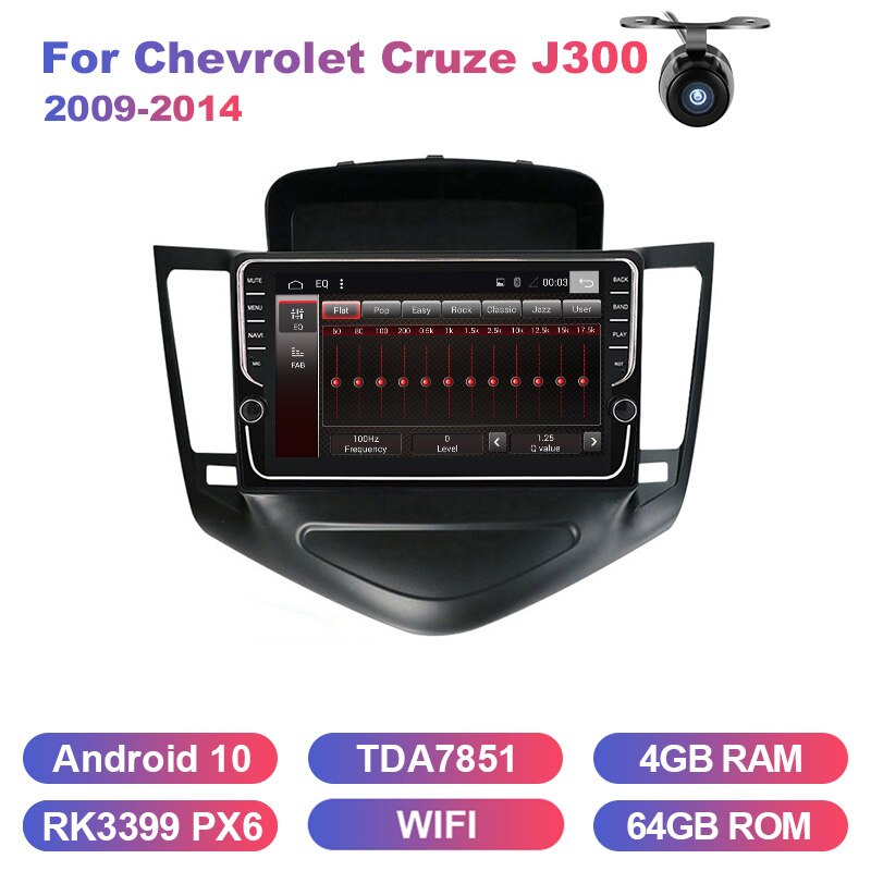 Eunavi 2 din Android 10 car radio Multimedia Player For Chevrolet Cruze J300 2009-2014 2din head unit tda7851 HD screen stereo