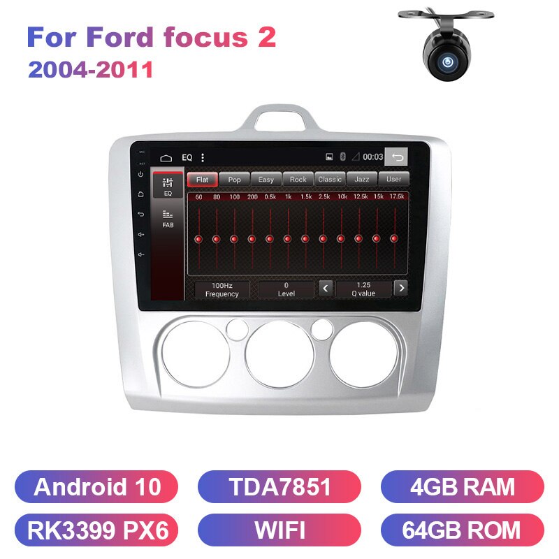 Eunavi 2 Din Android Car Radio Multimedia Player GPS For ford focus 2 3 Mk2 Mk3 2004-2011 hatchback 2din Audio 9'' Headunit DSP