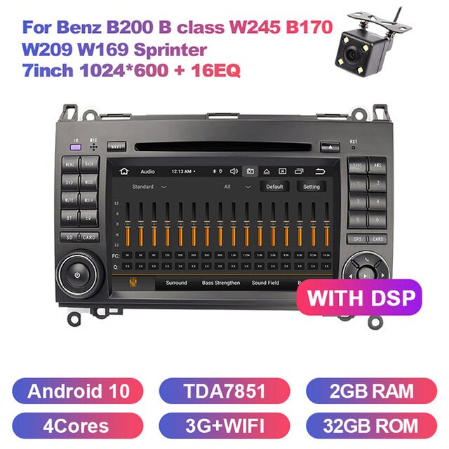 Eunavi 2 Din Android 10 Car Multimedia Player DVD Radio GPS Auto For Mercedes Benz B200 B class W245 B170 W209 W169 Sprinter DSP