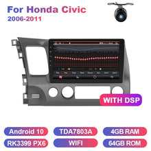 Load image into Gallery viewer, Eunavi 4G+64G 2 DIN IPS Android 10 Car Radio Multimedia Video Player GPS For Honda Civic 2006-2011 2din car pc 9 inch no dvd