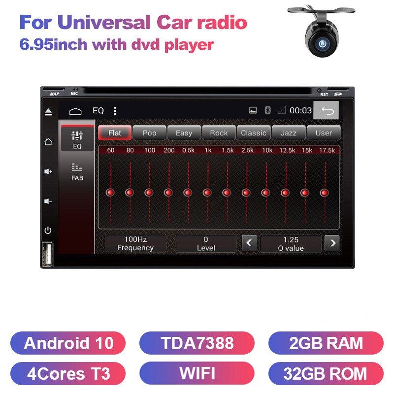 Eunavi 2 din android 10.0 universal car dvd radio stereo multimedia player 2din GPS Navi headunit touch Screen wifi in dash