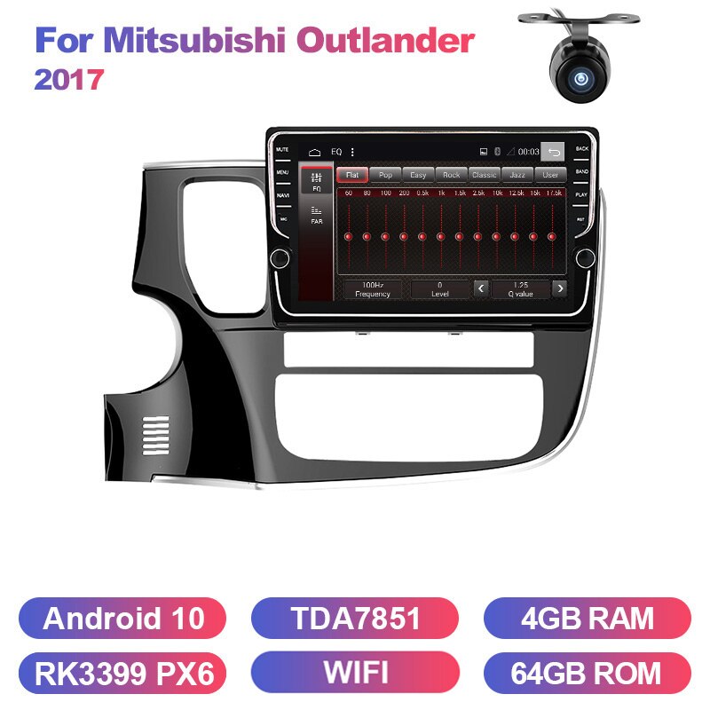 Eunavi 2 din car radio stereo multimedia Android 10 for Mitsubishi Outlander 2017 2Din headunit GPS TDA7851 audio navigation