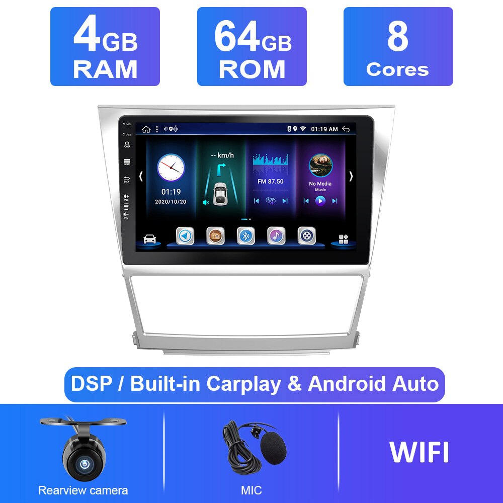 Eunavi Android 10 Car Radio For Toyota Camry 6 40 50 2006 2007-2011 Multimedia Video Player Car Navigation GPS No 2din 2 din dvd