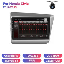 Load image into Gallery viewer, Eunavi Car Radio Multimedia Video Player Navigation GPS For Honda Civic 2012-2015 2 din dvd raido PX6 4G+64G Android 10