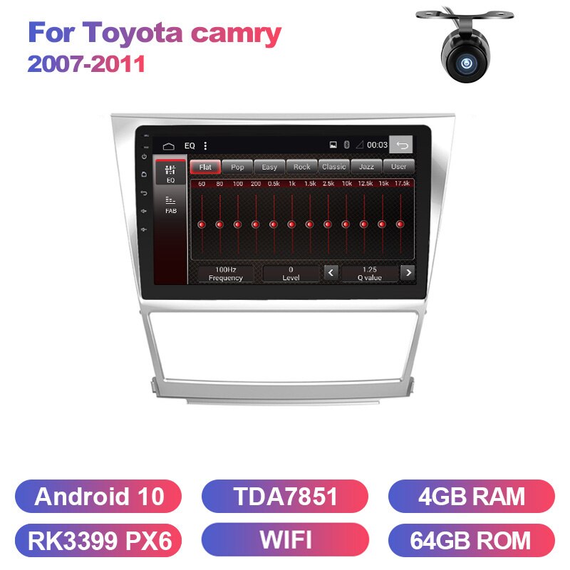 Eunavi Android 10 Car Radio Stereo For Toyota Camry 2007 2008 2009 2010 2011 Multimedia Video Player 2 Din Head unit GPS Navi