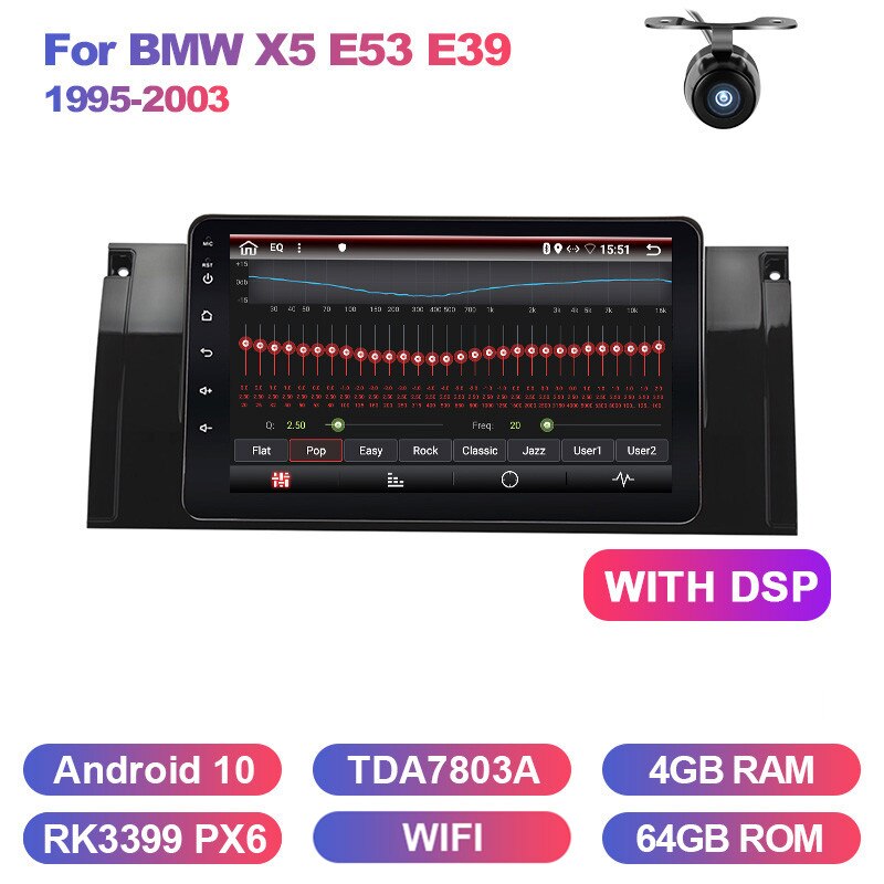 Eunavi 2din Android 10 Car Radio For BMW X5 E53 E39 1995-2003 GPS stereo navigation multimedia touch screen head unit Audio