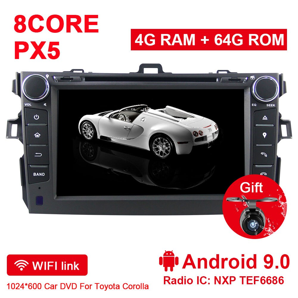 Eunavi 2 din Android 9 Car Multimedia radio dvd player for Toyota Corolla 2007 2008 2009 2010 2011 GPS 2din auto stereo tda7851