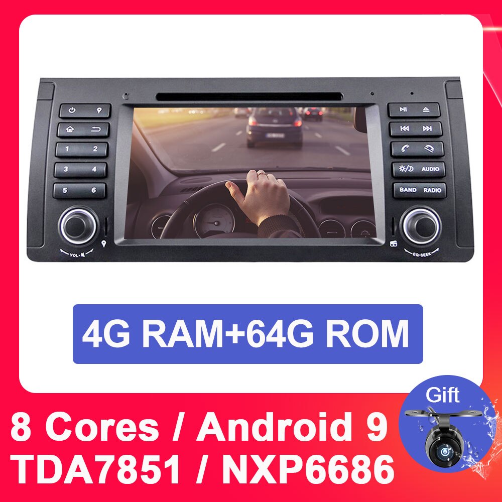 Eunavi 1 din Android 9.0 Car dvd Multimedia Player For BMW E53 E39 X5 Auto radio stereo GPS DSP touch screen headunit 4GB 64GB
