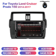 Load image into Gallery viewer, Eunavi 2 din car radio stereo for Toyota Land Cruiser Prado 150 2014-2017 2din multimedia GPS Navigation no cd dvd Android
