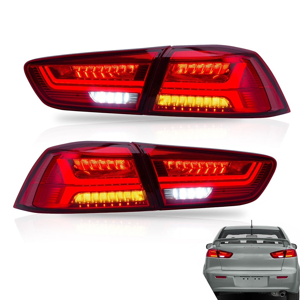 VLAND Tail Lights Assembly For Mitsubishi Lancer EVO X 2008-2019 RED Tail Lamp Assembly With Sequential Turn Signal Full LED