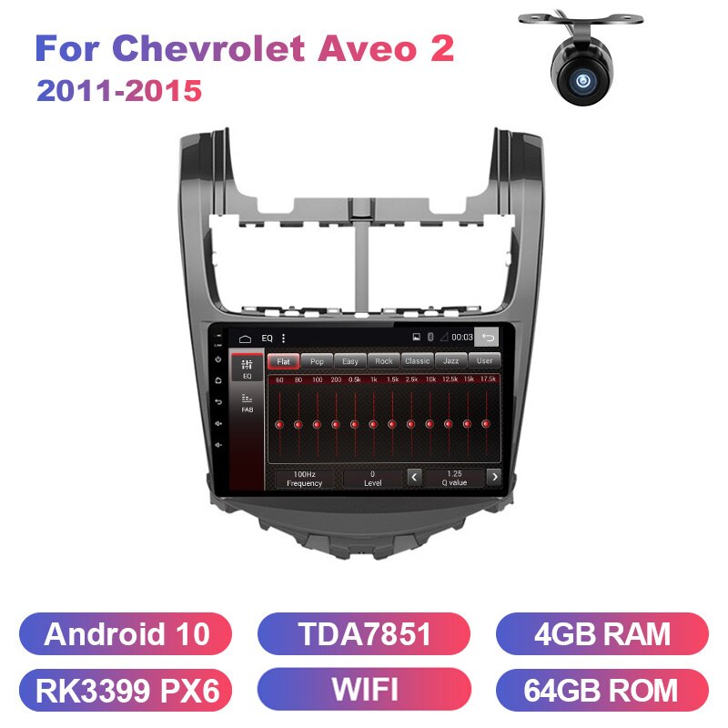 Eunavi Car Multimedia Radio player For Chevrolet Aveo 2 2011-2015 GPS Navigation Android 10 system Stereo WIFI USB 2 din