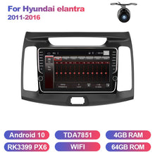 Load image into Gallery viewer, Eunavi Android 10 system car radio stereo multimedia player for Hyundai elantra 2011-2016 2 din headunit GPS TDA7851 4G 64GB