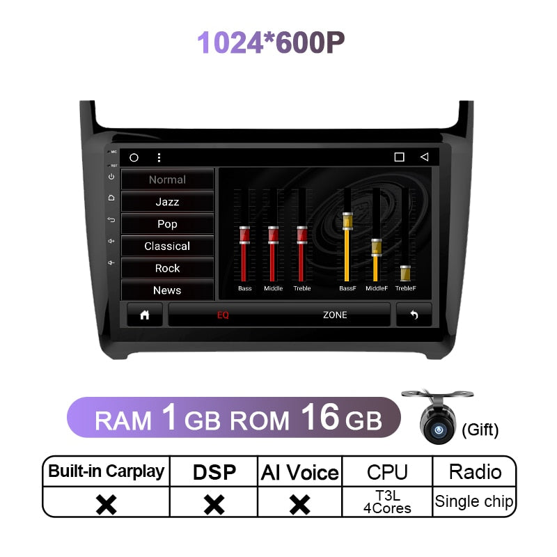 Eunavi 4G 2 Din Android 11 Car Radio Stereo Audio Multimedia Video Player For VW Polo Sedan 2009 - 2017 GPS Navi DVD 2Din QLED