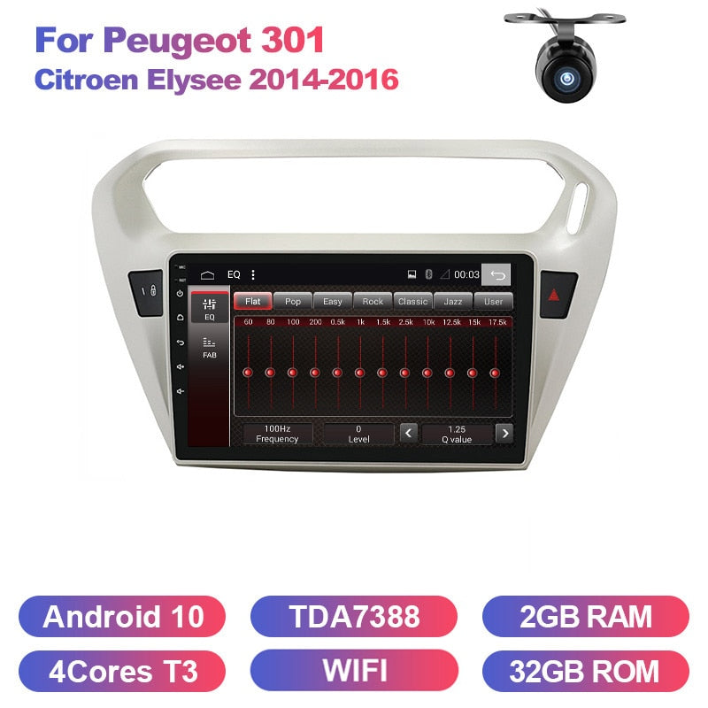 Eunavi Android 10 for Peugeot 301 Citroen Elysee 2014 2015 2016 2din Car Radio Multimedia video player 2 din GPS Navigation