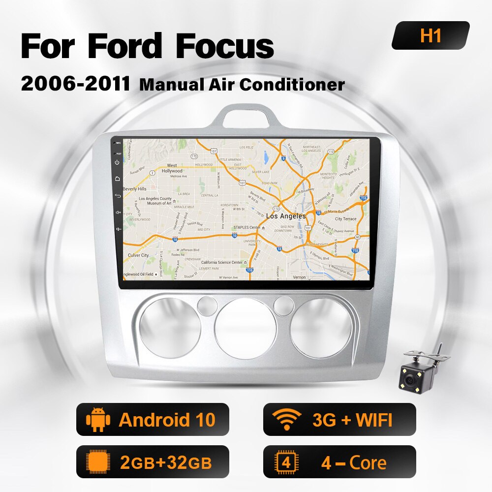 Eunavi 2 Din Android Car Radio Multimedia Player For ford focus 2 3 Mk2 Mk3 2004-2011 hatchback 2din Audio 9'' Headunit DSP GPS