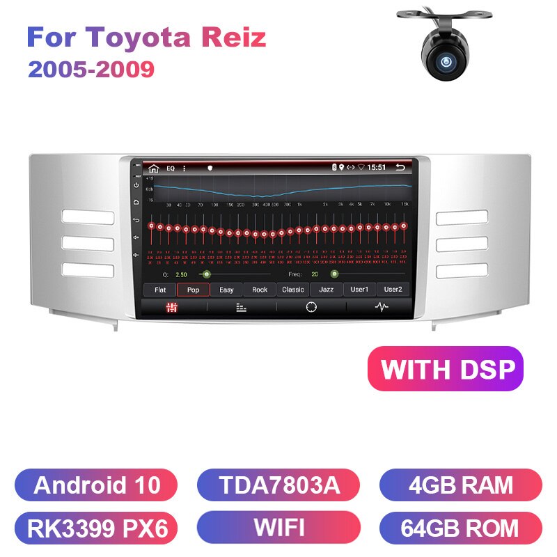 Eunavi car radio stereo multimedia for Toyota Reiz 2005-2009 double 2 din headunit TDA7851 Android 10 GPS Navigation audio