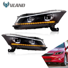 Cargar imagen en el visor de la galería, VLAND Headlamp Car Headlights Assembly for Honda Accord 2008-2012 Headlight LED DRL with moving turn signal Dual Beam Lens
