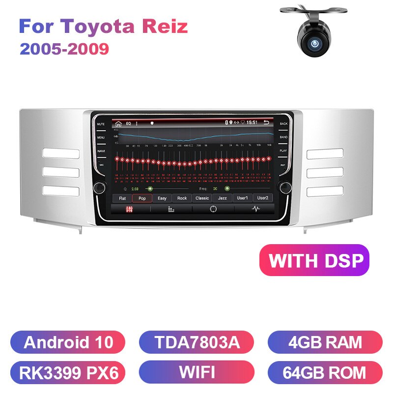 Eunavi Android car radio stereo multimedia for Toyota Reiz 2005-2009 double 2 din headunit TDA7851 GPS Navigation audio pc