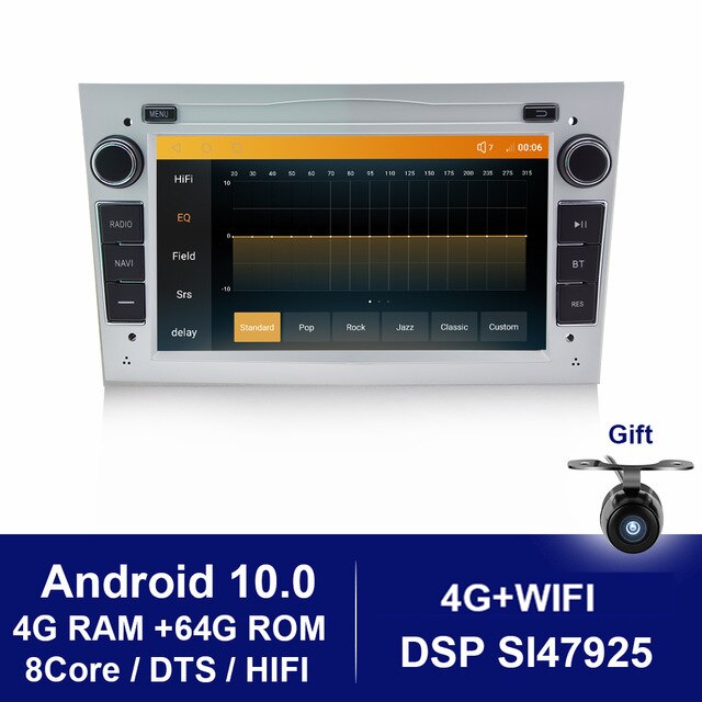 Eunavi 4G+64G Android 10 2 Din Car Radio GPS For Opel Vauxhall Astra H G J Vectra Antara Zafira Corsa Vivaro Meriva Veda NO DVD