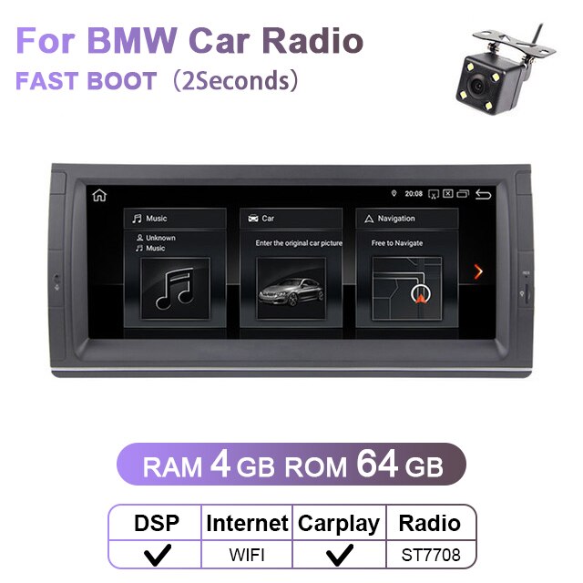 Eunavi 1 din 7'' Android 10.0 Car dvd player For BMW E53 E39 X5 Quad core Auto radio Car Multimedia Stereo with DSP WIFI BT SWC