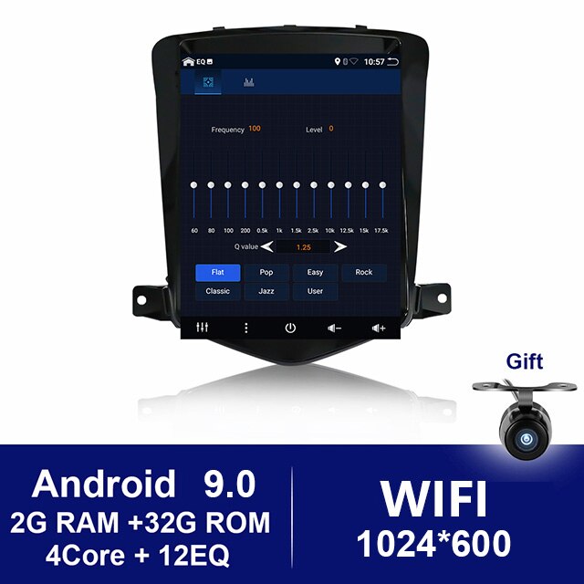 Eunavi 2 Din Android car radio Multimedia For Chevrolet Cruze J300 2009-2014 headunit Vertical Tesla screen stereo audio gps