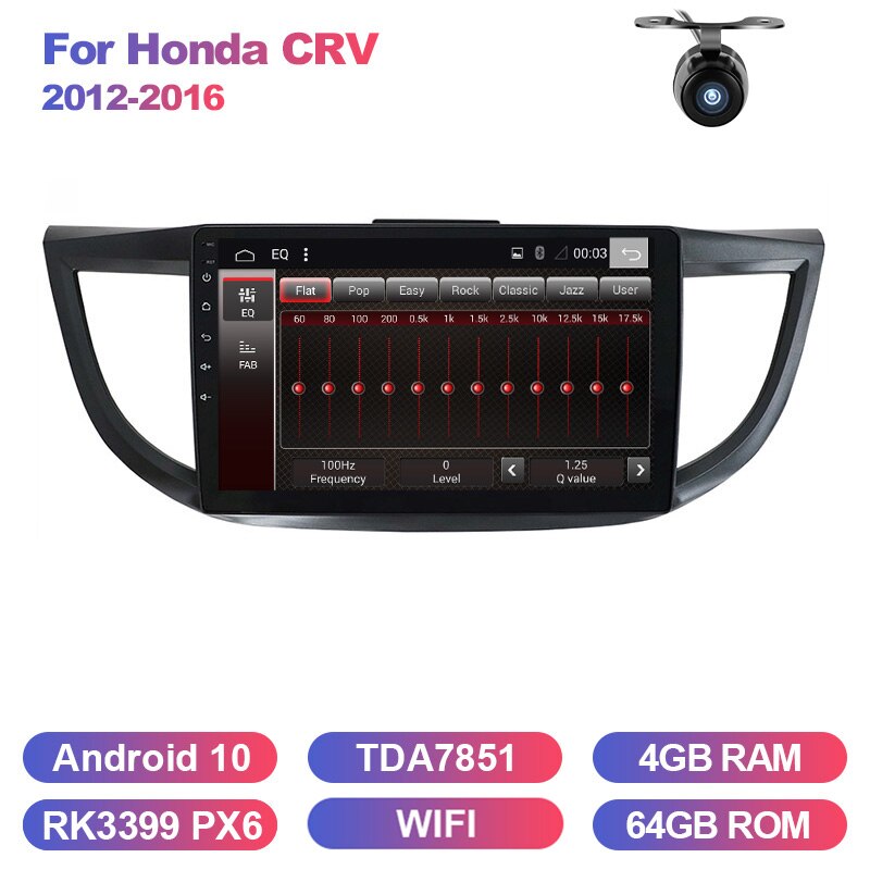 Eunavi 2 din Touch screen Car Radio Multimedia player For Honda CRV 2012-2016 GPS Stereo NO DVD 1024*600 HD Android 10