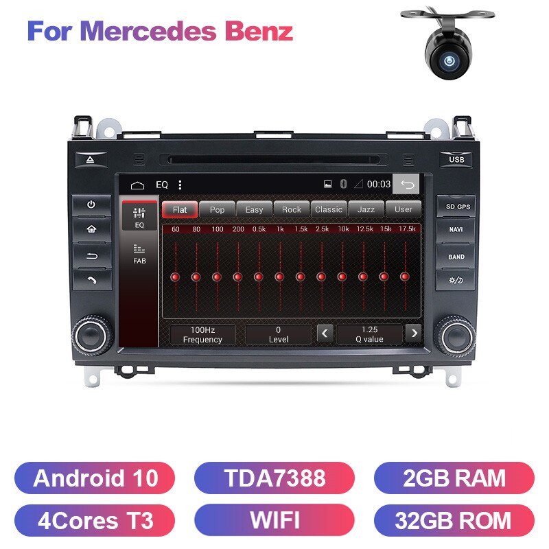 Eunavi 2 din Android 10 Car DVD radio gps for Mercedes Benz B200 A B Class W169 W245 Viano Vito W639 Sprinter W906 TDA7851