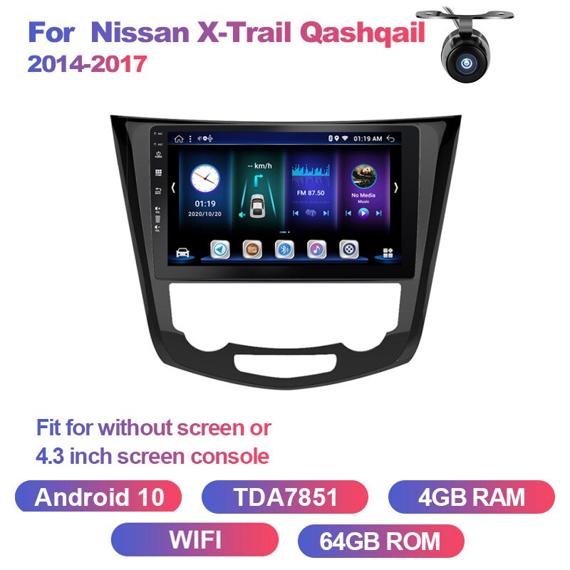 Eunavi 2 Din Android 10 Auto Stereo Car Radio For Nissan X Trail Qashqail 2014-2017 Multimedia Video Player Carplay 2Din GPS