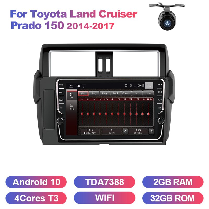 Eunavi 2 din car radio stereo for Toyota Land Cruiser Prado 150 2014-2017 2din multimedia GPS Navigation no cd dvd Android