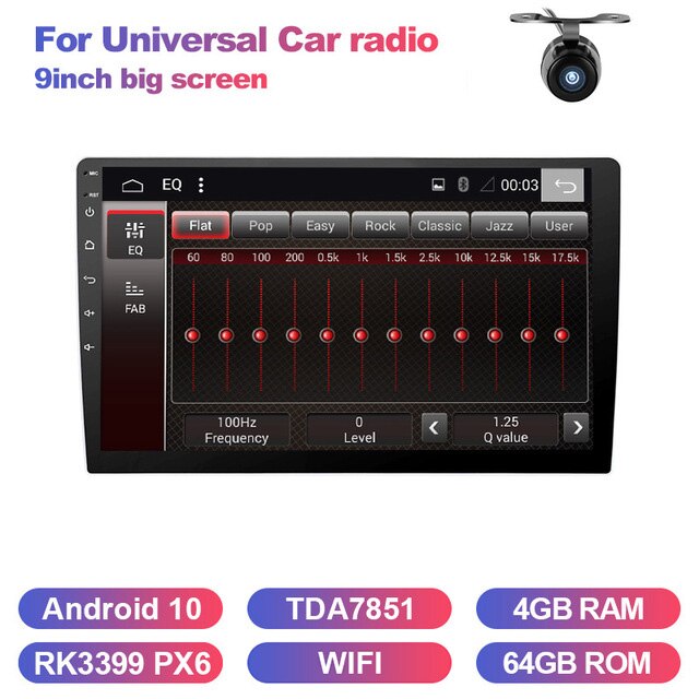 Eunavi 2 Din Android 9.0 universal Car Radio Stereo 8 CORES Multimedia Player GPS Navigation Audio tda7851 autoradio video