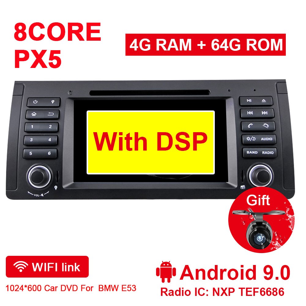 Eunavi 1 din Android 9 Car multimedia DVD Player For BMW E53 E39 X5 Multimedia Auto Radio Stereo 7'' Octa 8 core dsp 4G 64GB RDS
