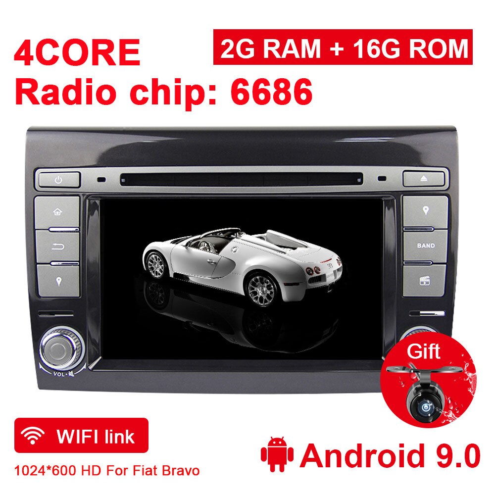 Eunavi 2 Din Android 9 Car Multimedia player For Fiat/Bravo 2007 2008 2009 2010 2011 2012 DVD Automotivo GPS Radio 2 GB RAM WIFI