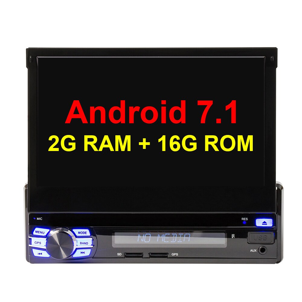 Eunavi Single 1 Din 7" Android 7.1 Quad core Car PC Radio Stereo GPS Navigation Universal 1024*600 HD Head Unit Wifi USB NO DVD