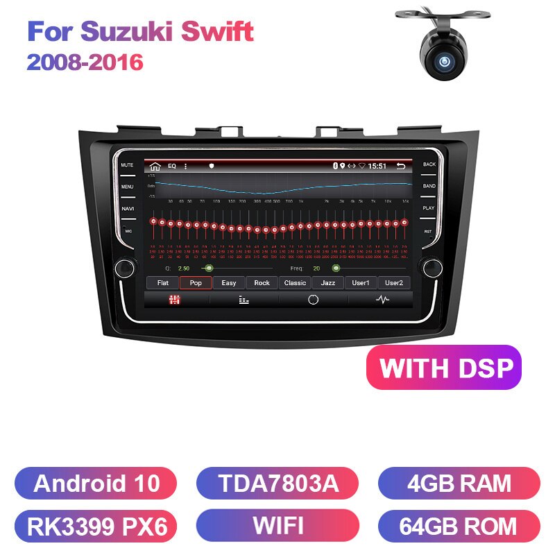 Eunavi Double 2 Din Android 10 Car radio dvd multimedia For Suzuki Swift 2008-2016 2din Stereo headunit GPS Autoradio no cd