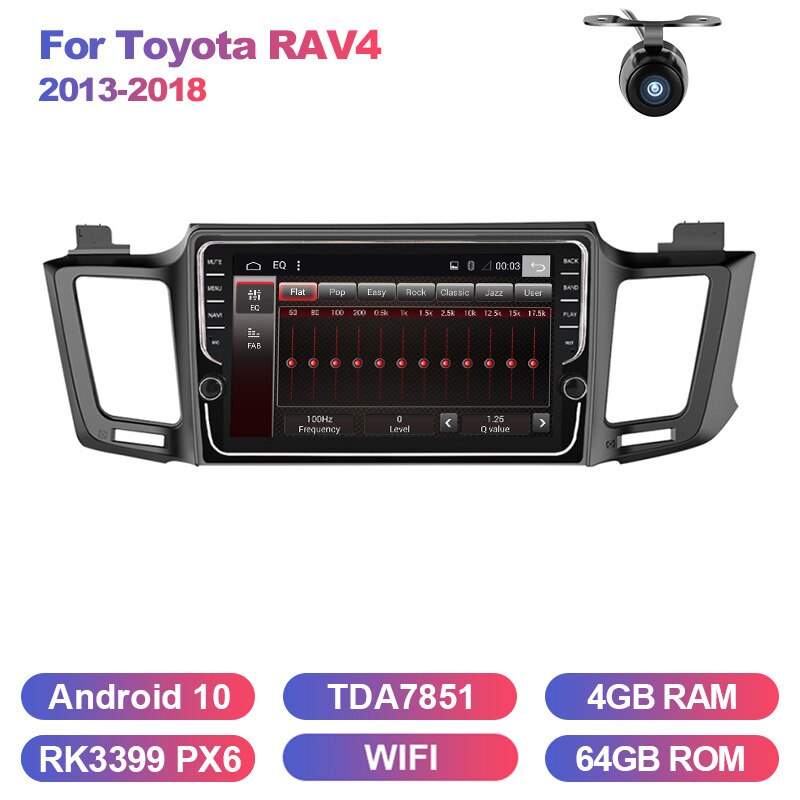Eunavi Android Car Radio Multimedia Player For Toyota RAV4 RAV 4 2013-2018 Video Audio WiFi Navigation GPS touch screen 4G+64G