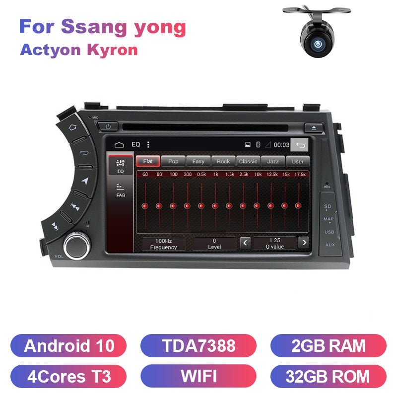Eunavi 2 din Car multimedia player for Ssang yong Ssangyong Actyon Kyron Android system 2din DVD radio stereo 7'' WIFI