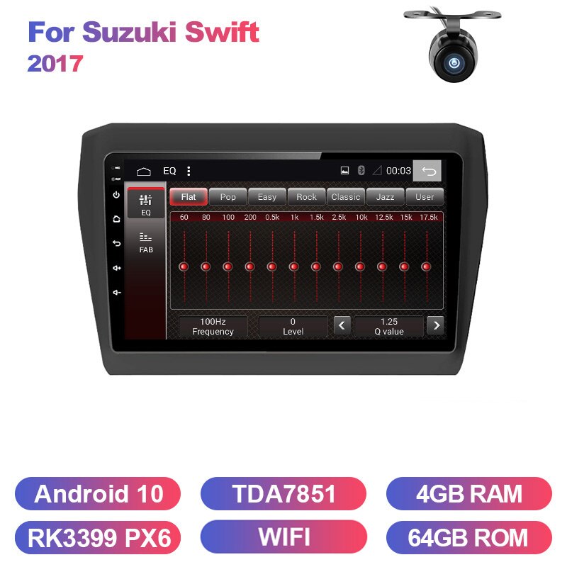 Eunavi 9'' 2 Din Car Radio Stereo for SUZUKI SWIFT 2017 Double 2DIN Multimedia GPS 8 CORES 4G 64GB TDA7851 Audio Android 10