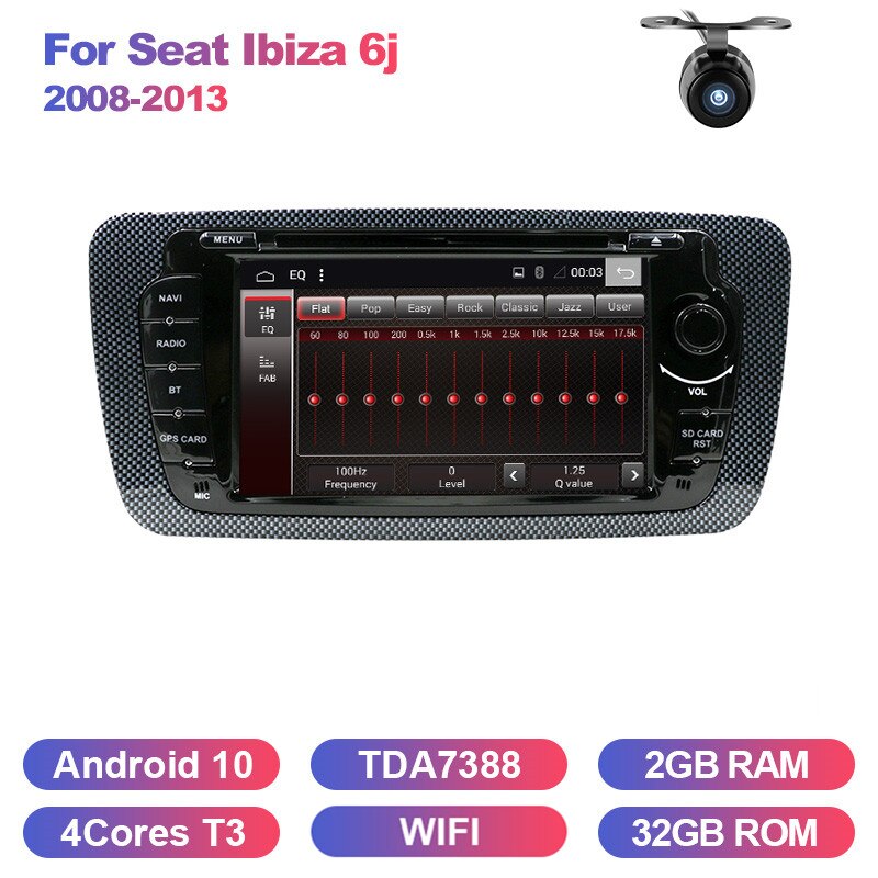 Eunavi 2 Din Android Car Radio Audio DVD For Seat Ibiza 6j 2009 2010 2011 2012 2013 Multimedia Player 2Din Screen GPS Navigation